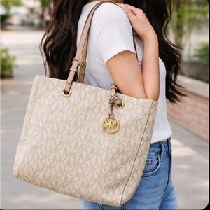 Michael Kors Beige Monogram Tote